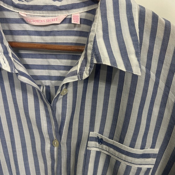 Excellent Condition Victoria's Secret size Large  Blue and White Stripe gown - Picture 3 of 11